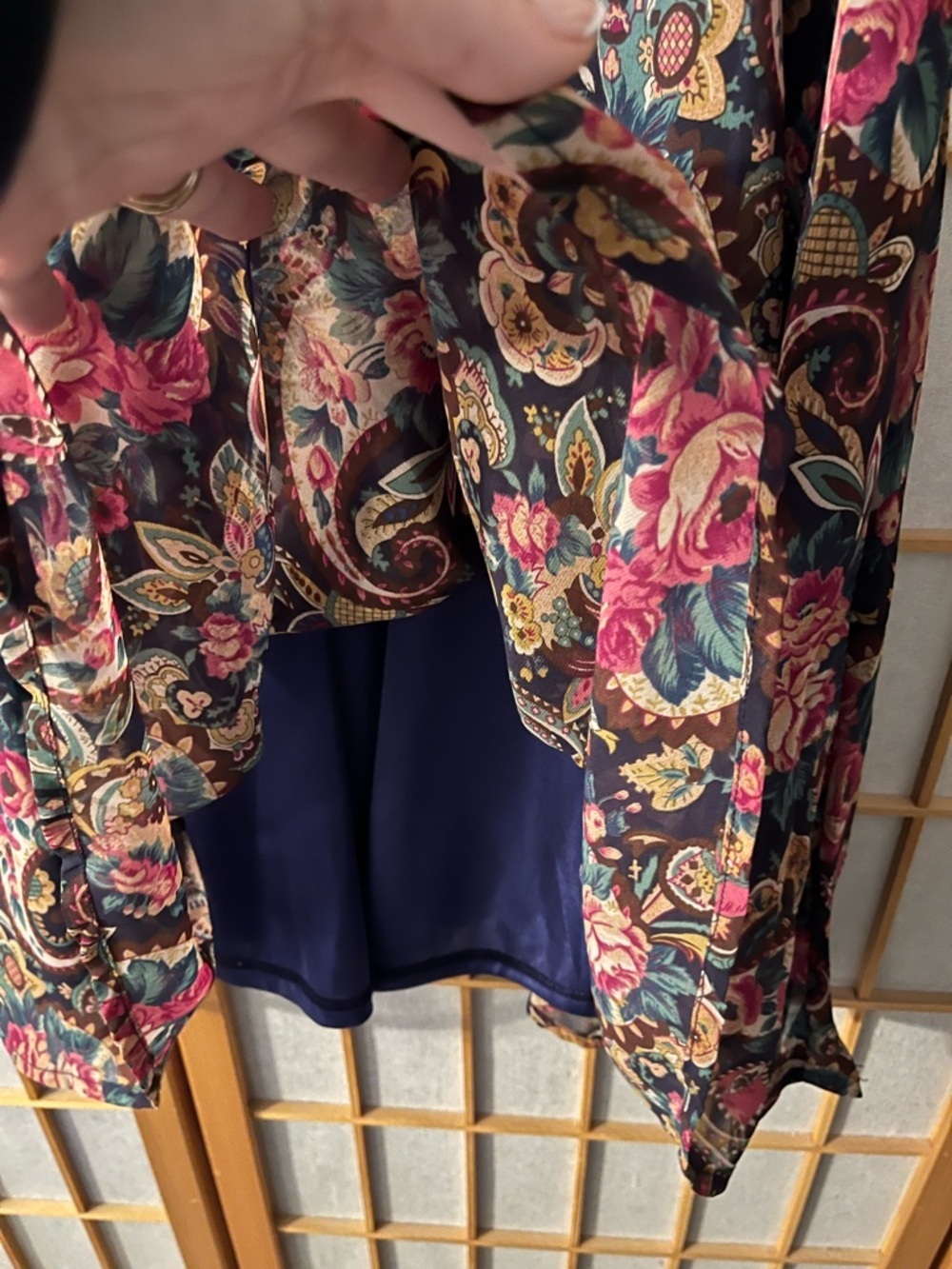 Under Skies Pink Green Blue Short Paisley Sheath Medium Sleeveless Lined Floral - Picture 4 of 5